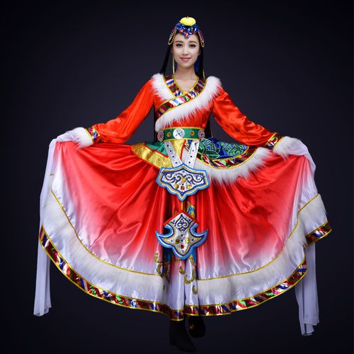 成人藏族舞演出服装新款少数民族舞蹈服装西藏水袖舞套装女表演服